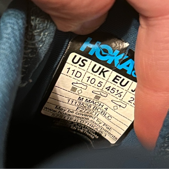 Hoka One One Mach 4 Pro Fly Mens 11D‎ Blue - Picture 7 of 9